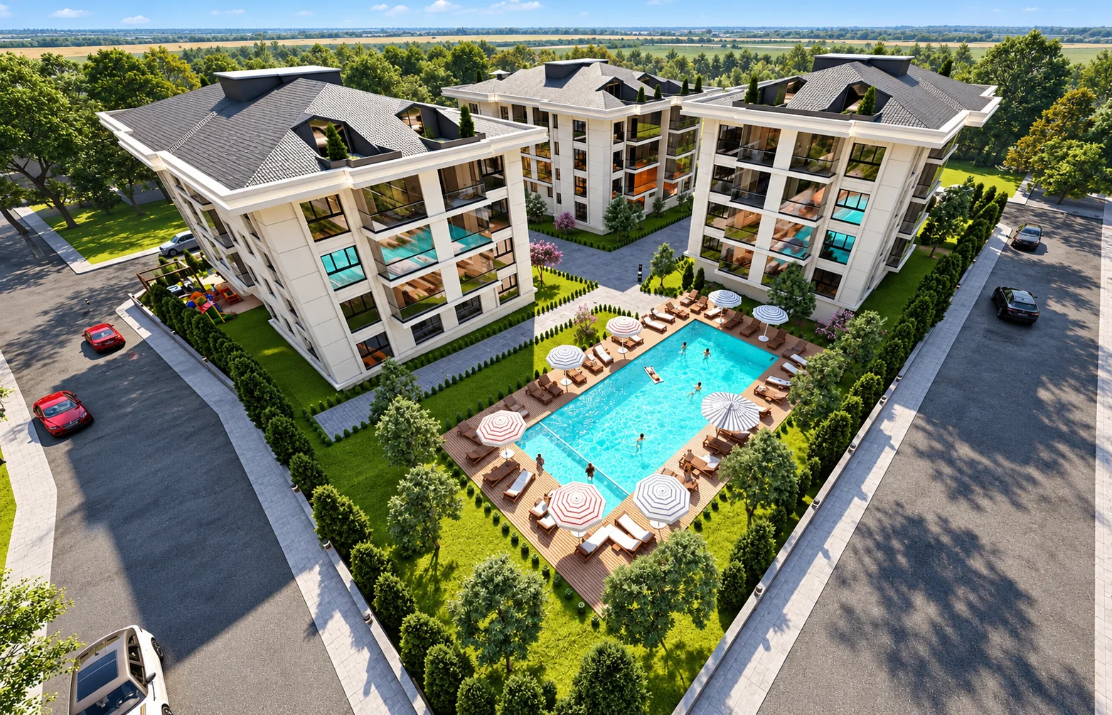 Şehr-i Manzara Sitesi – Havuz ve bloklar