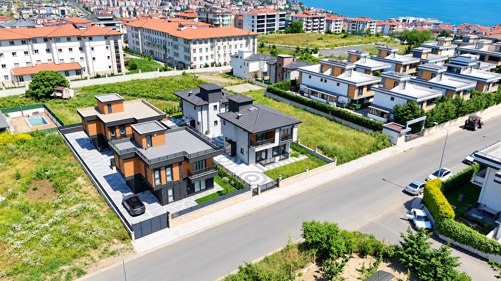 Atatürk Mahallesi satılık villa drone görünümü