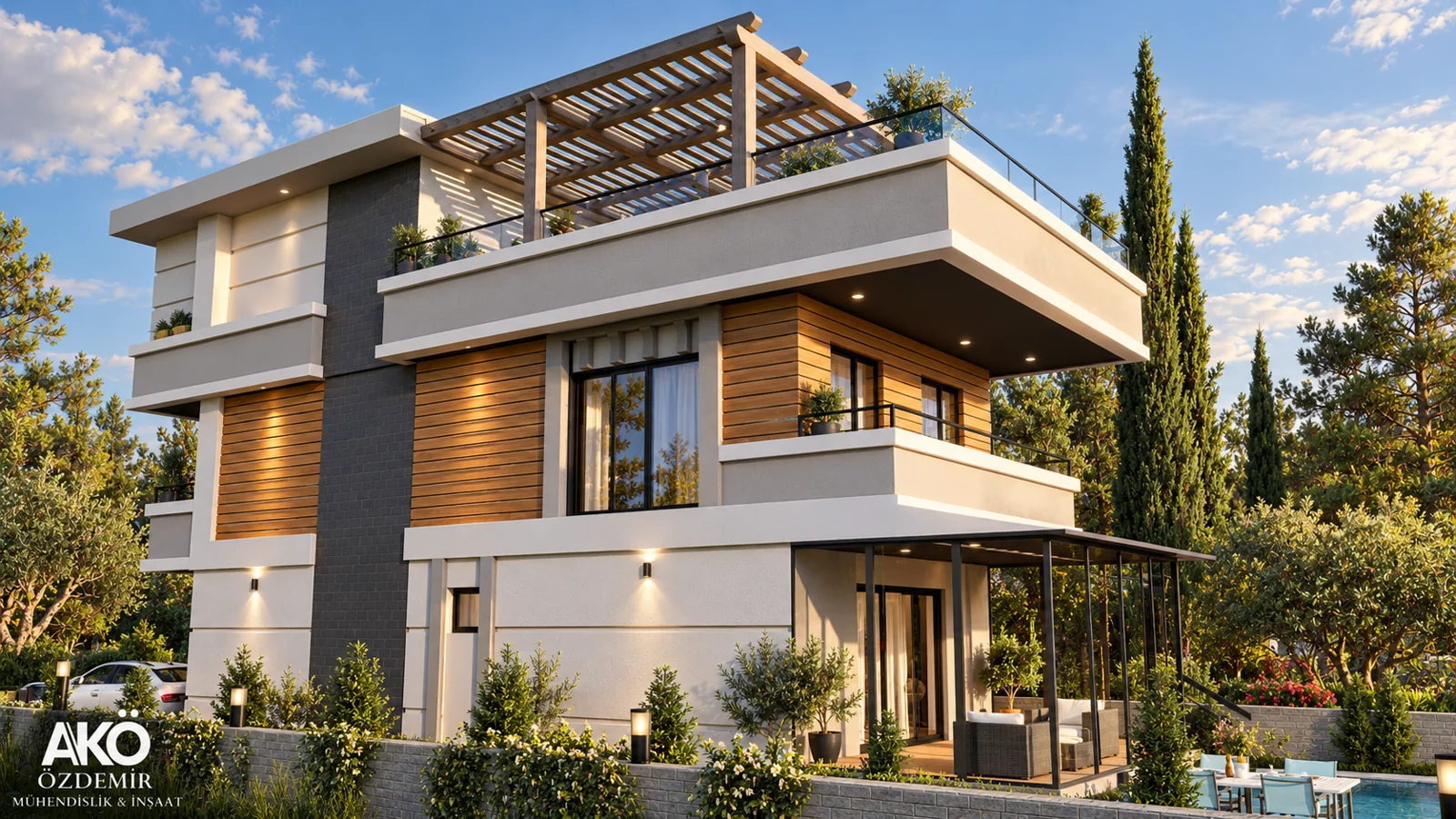 Karaevli villa projesinin mimari görselleştirmesi