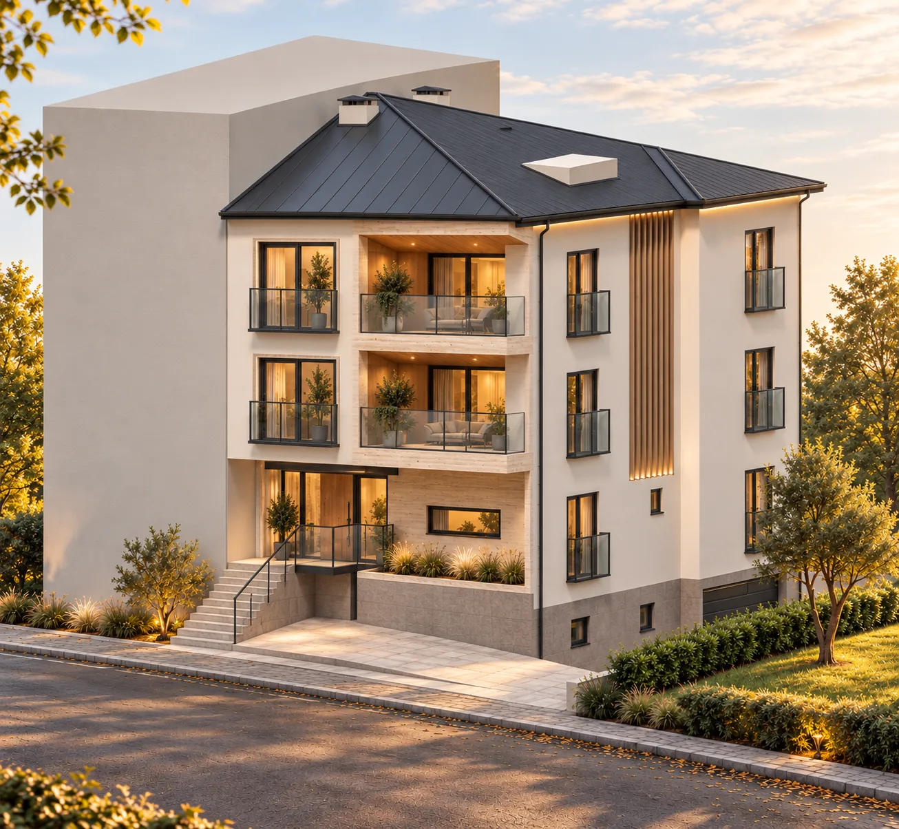 Tekirdağ modern apartman cephe mimari proje görselleştirmesi