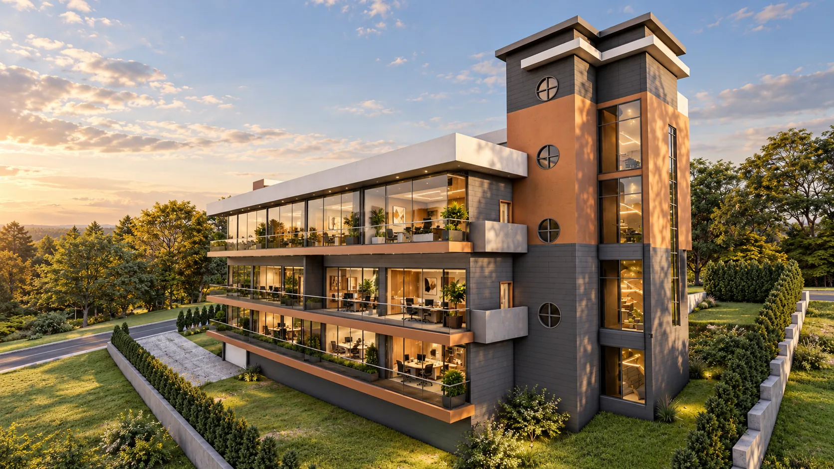 Manzara Plaza arka cephe mimari görselleştirmesi